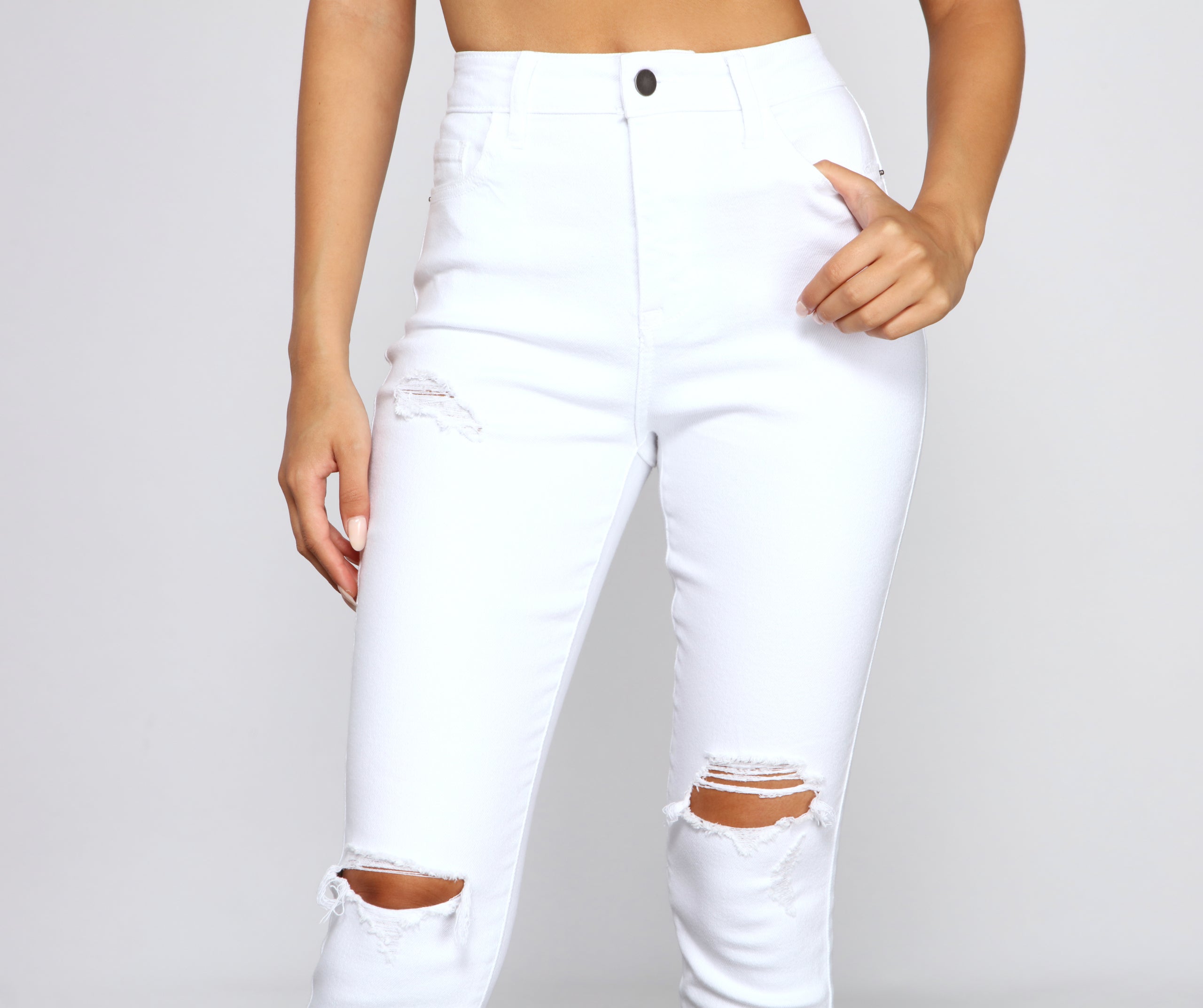 The Classic Distressed High Rise Skinny Jeans - Image 3