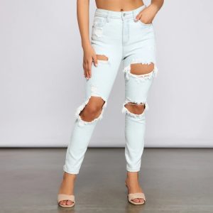 On Edge High Rise Destructed Skinny Jeans