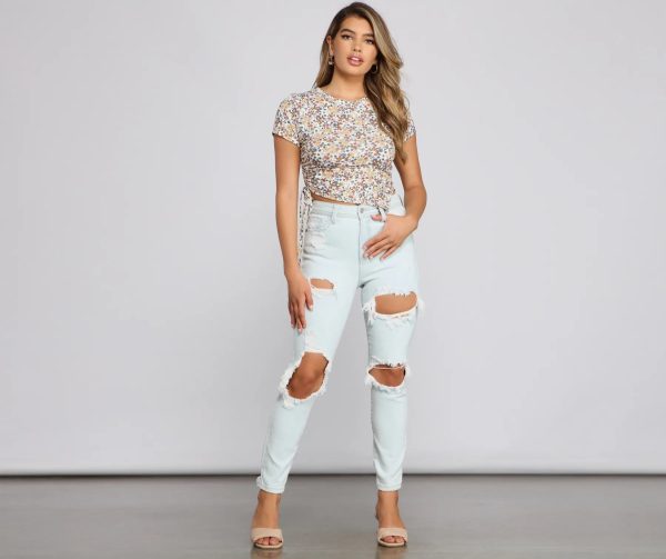 On Edge High Rise Destructed Skinny Jeans - Image 3