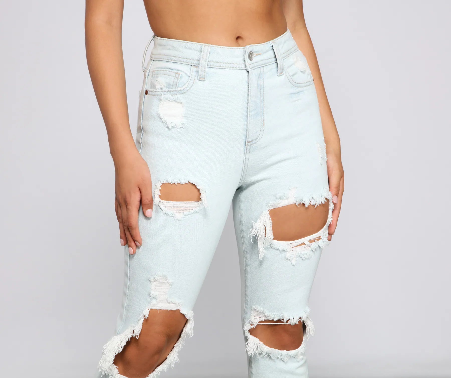 On Edge High Rise Destructed Skinny Jeans - Image 4