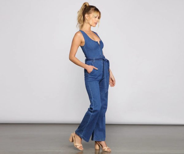 Retro Babe Sleeveless Denim Jumpsuit - Image 3