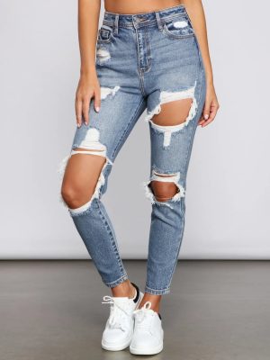 Trendy Destructed High-Rise Skinny Jeans