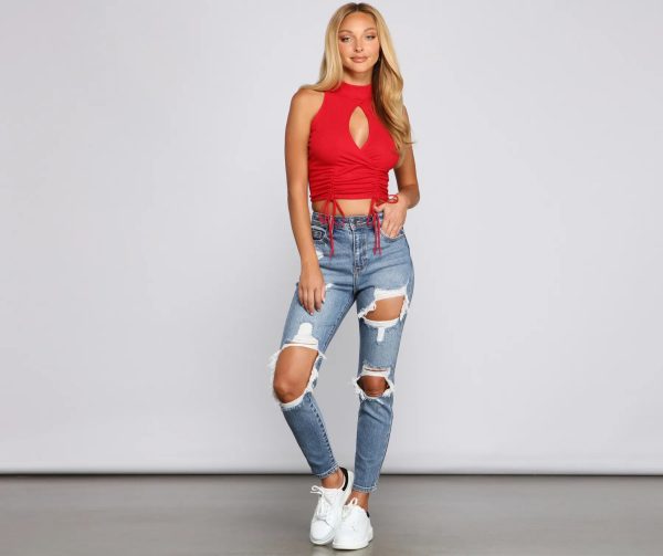 Trendy Destructed High-Rise Skinny Jeans - Image 3