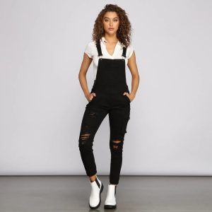 Stylish Edge Destructed Overalls