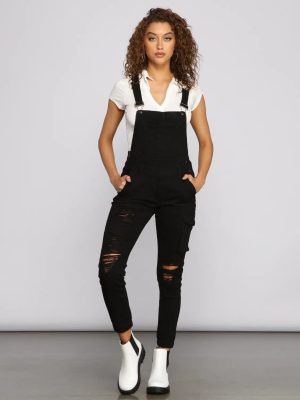 Stylish Edge Destructed Overalls