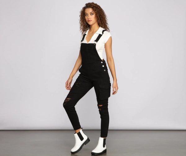 Stylish Edge Destructed Overalls - Image 4