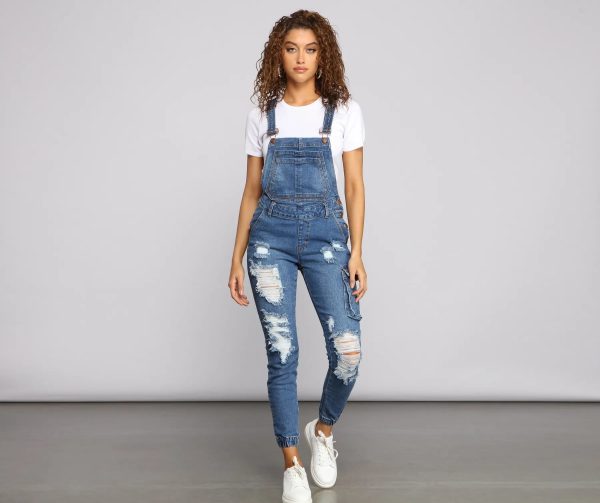 Stylish Edge Destructed Overalls - Image 5