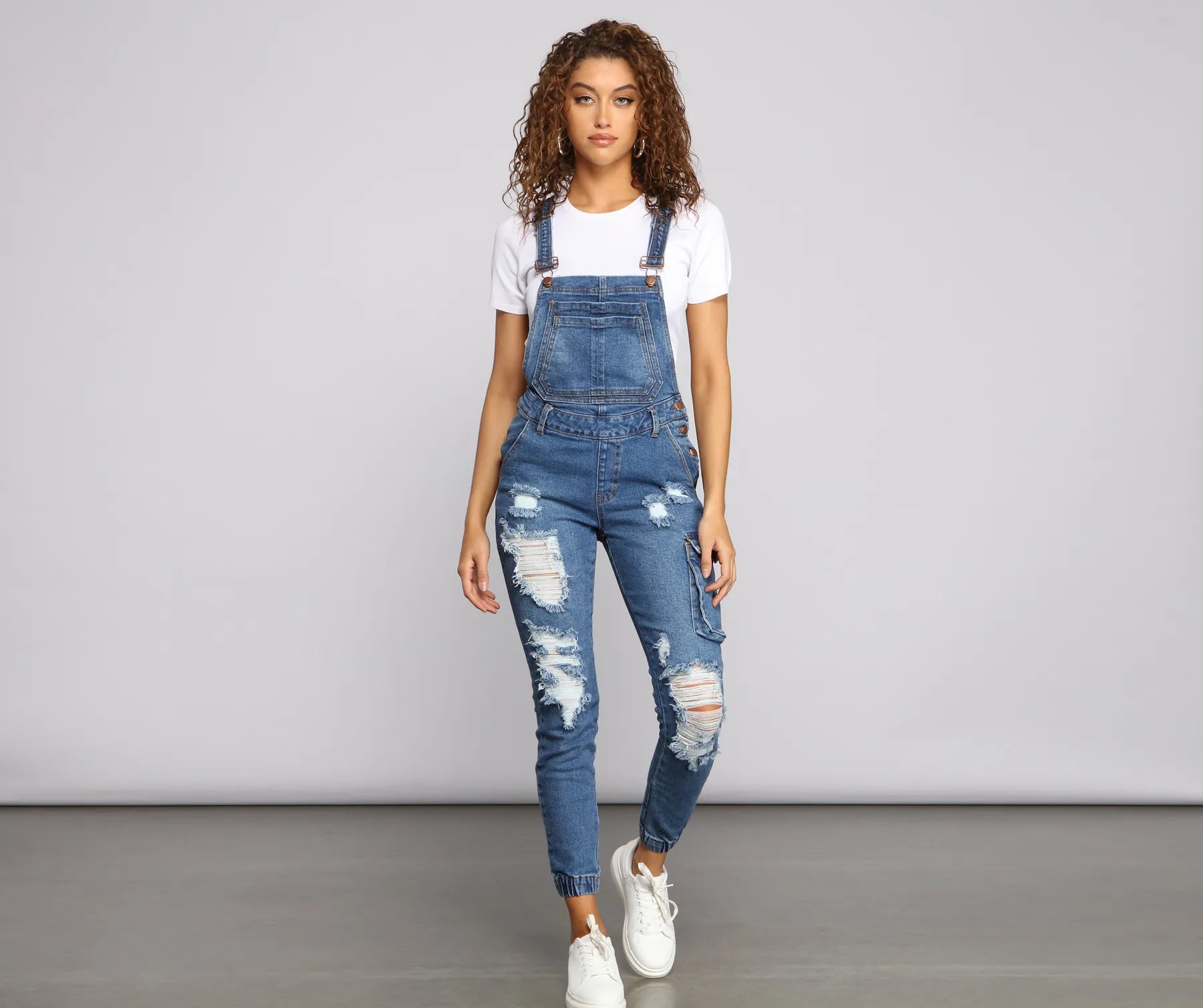 Stylish Edge Destructed Overalls - Image 5