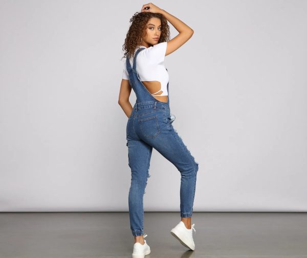 Stylish Edge Destructed Overalls - Image 6