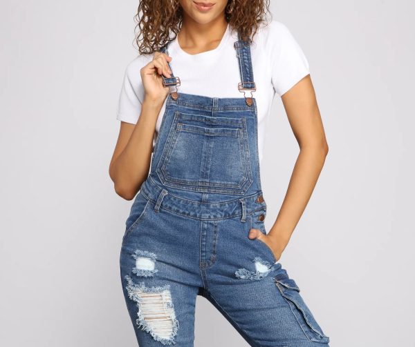 Stylish Edge Destructed Overalls - Image 7