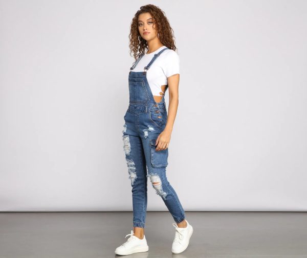Stylish Edge Destructed Overalls - Image 8