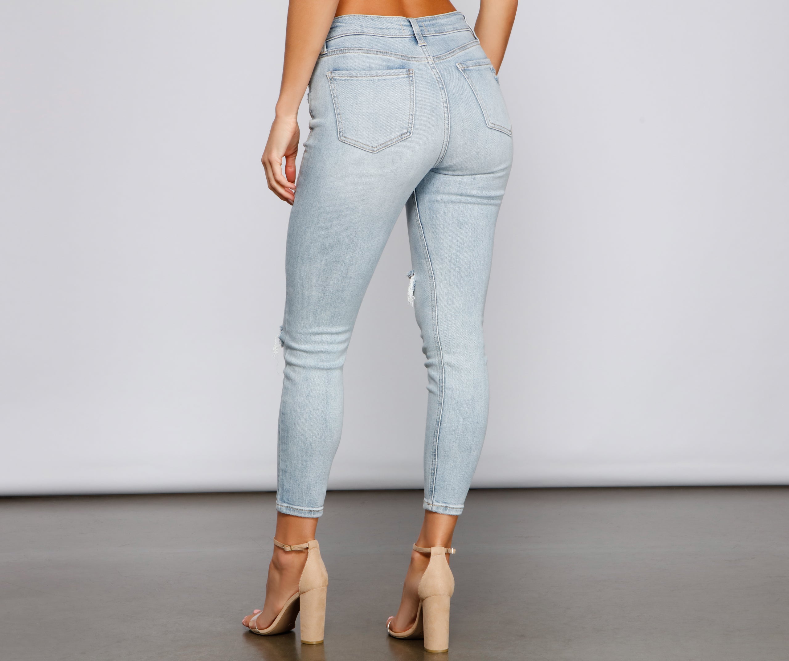 Clara High Rise Distressed Details Skinny Jeans - Image 2