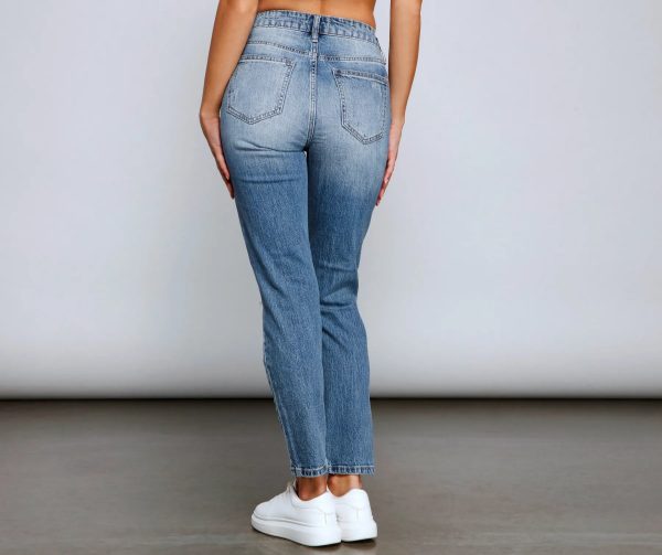 Tobi High Rise Destructed Mom Jeans - Image 2