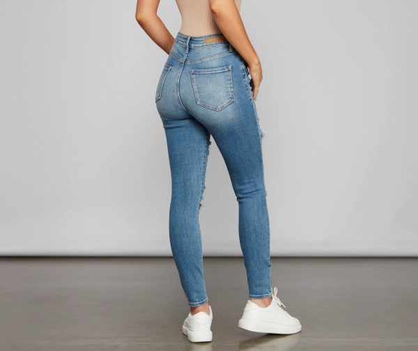 Girl Next Door Destructed Skinny Jeans - Image 3