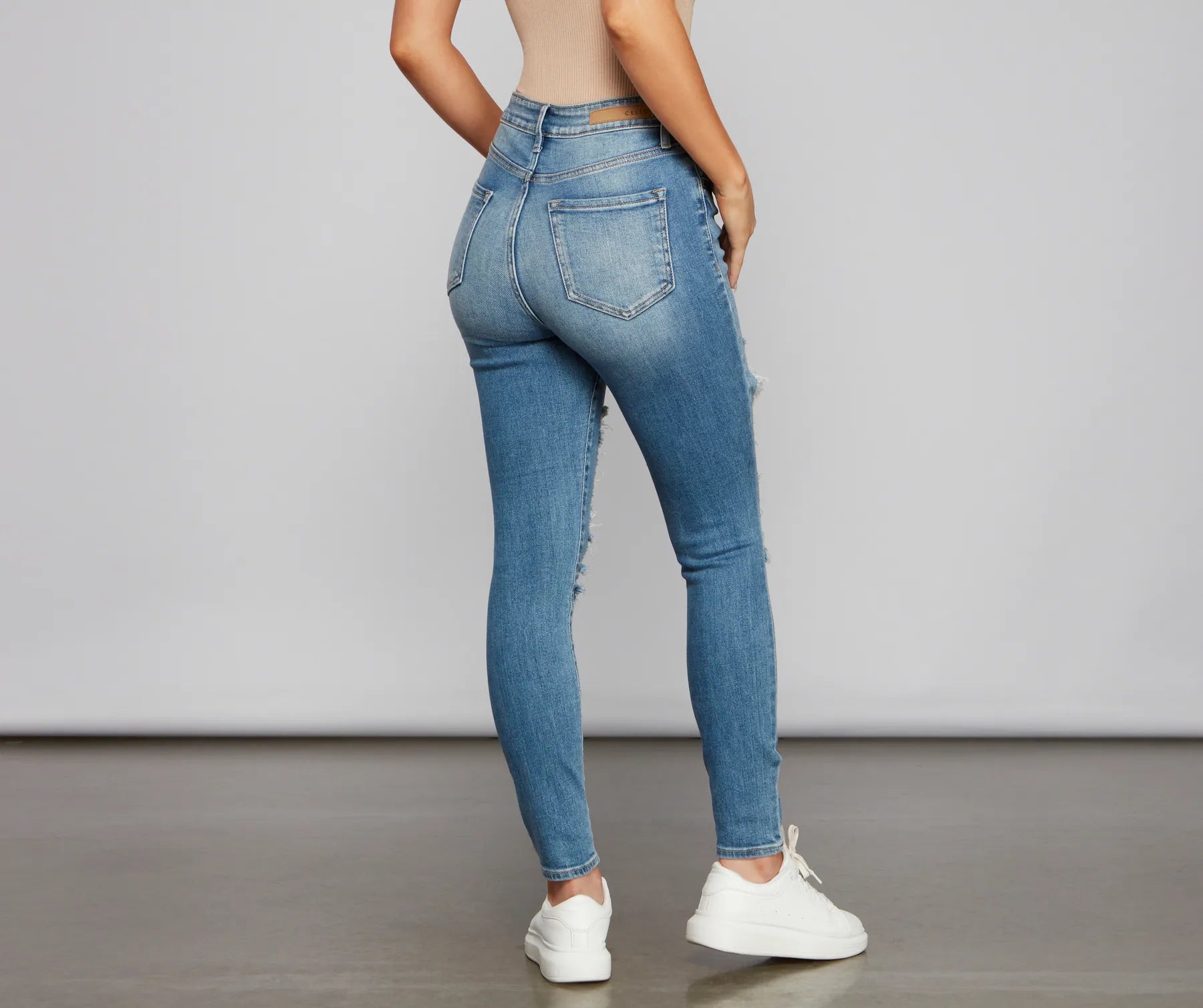 Girl Next Door Destructed Skinny Jeans - Image 3