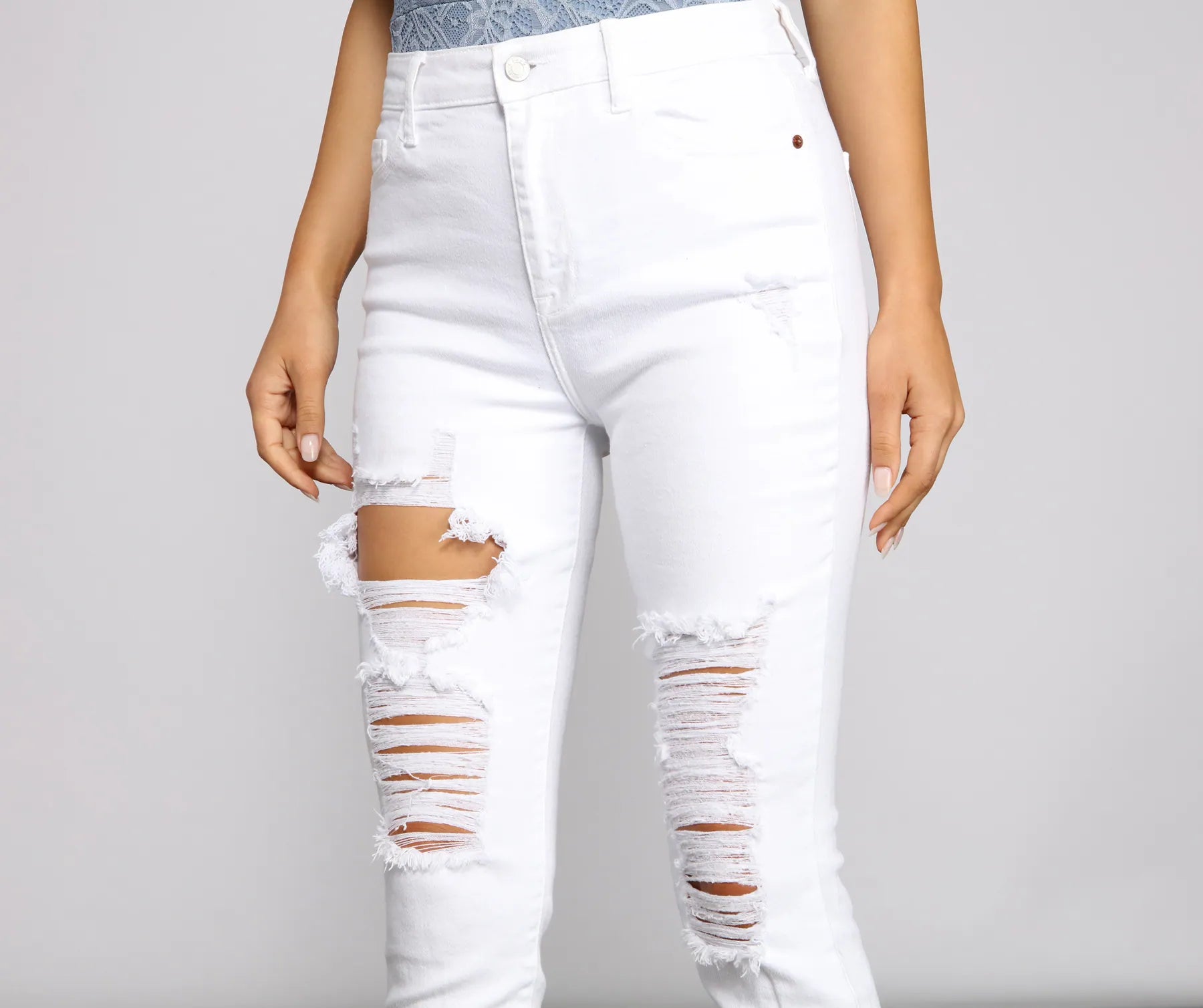 High-Rise Destructed Skinny Ankle Jeans - Image 3