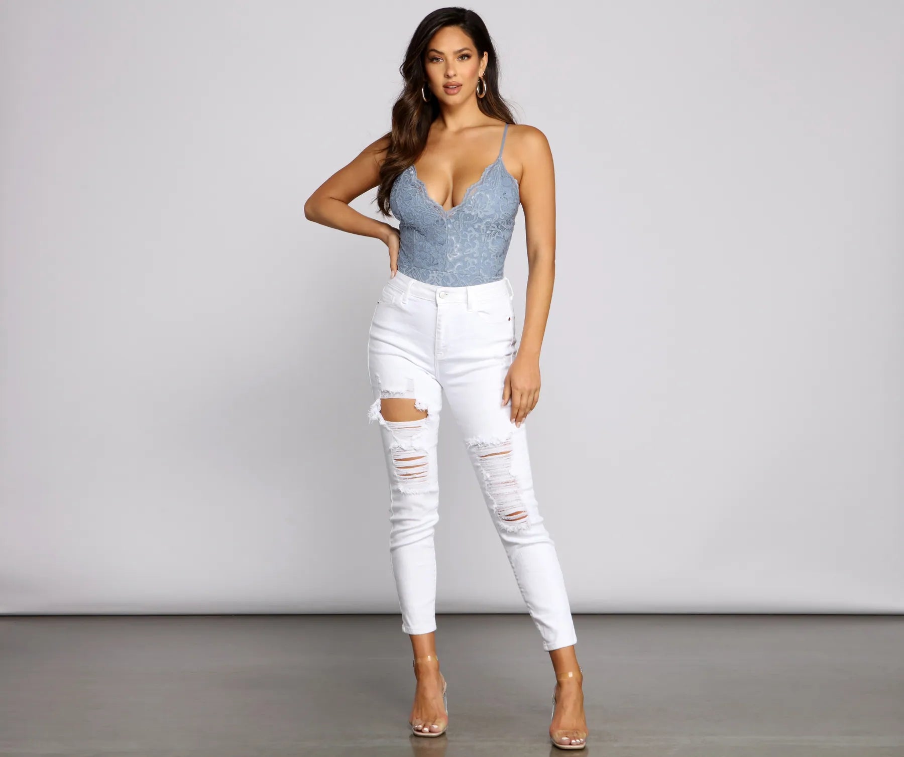 High-Rise Destructed Skinny Ankle Jeans - Image 4