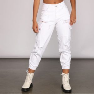 High Rise Destructed Cargo Joggers