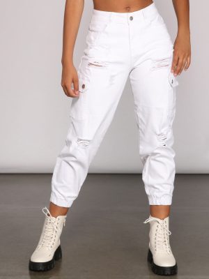 High Rise Destructed Cargo Joggers