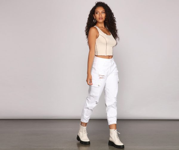 High Rise Destructed Cargo Joggers - Image 2