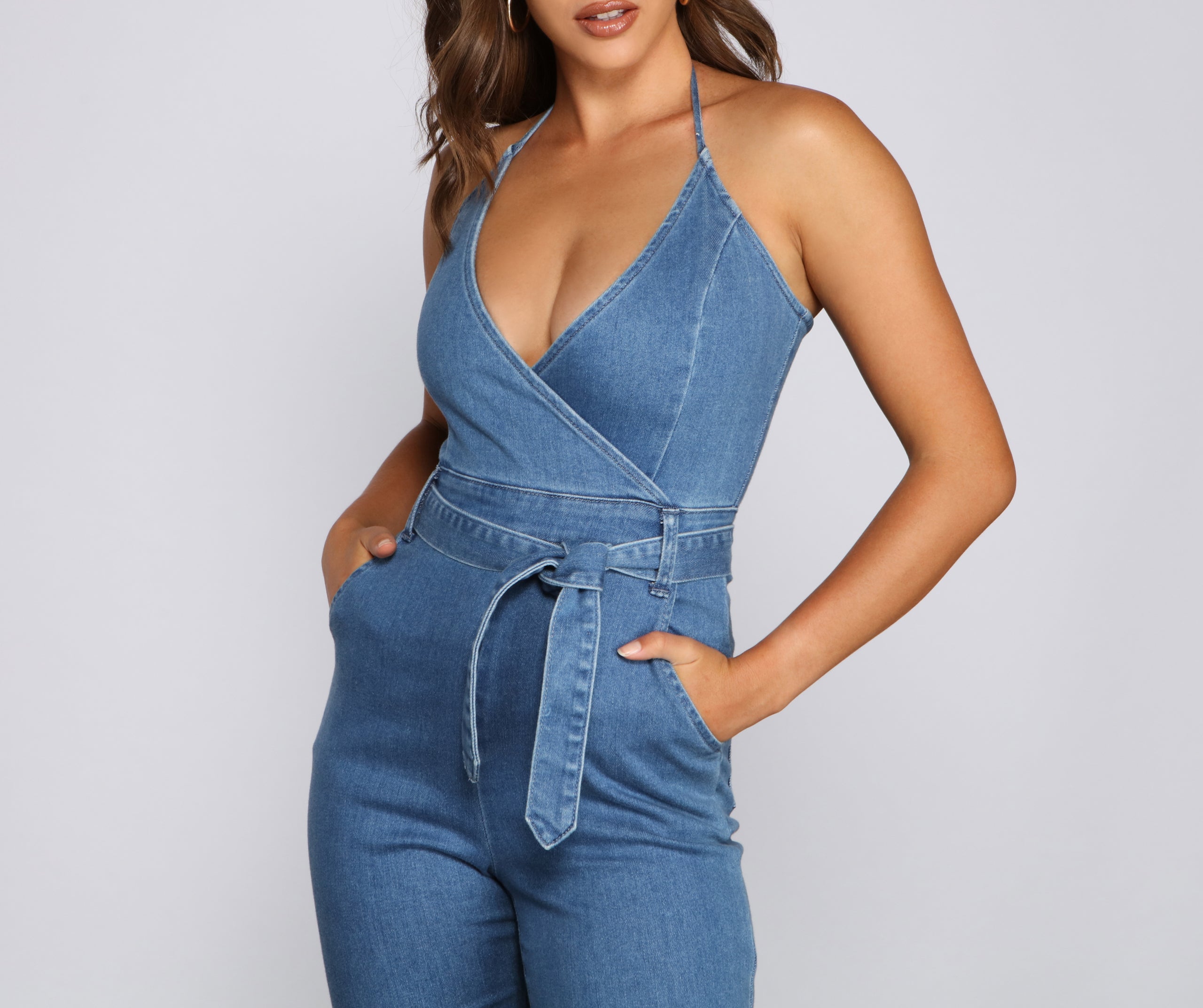 Denim Diva Halter Jumpsuit - Image 3