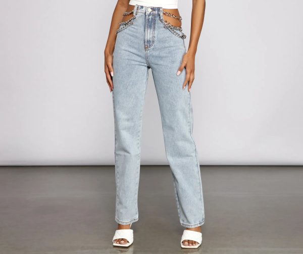 High-Rise Chic Chain Waist Boyfriend Jeans - Image 2