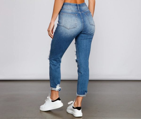 Amanda High-Rise Destructed Cuffed Boyfriend Jeans - Image 2