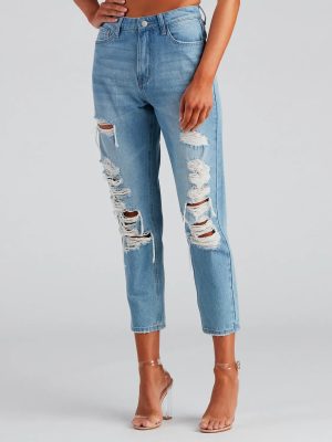 Ella Distressed Mom Jeans