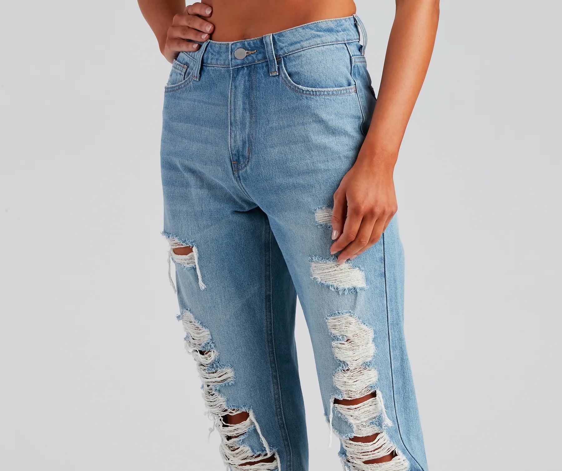 Ella Distressed Mom Jeans - Image 4