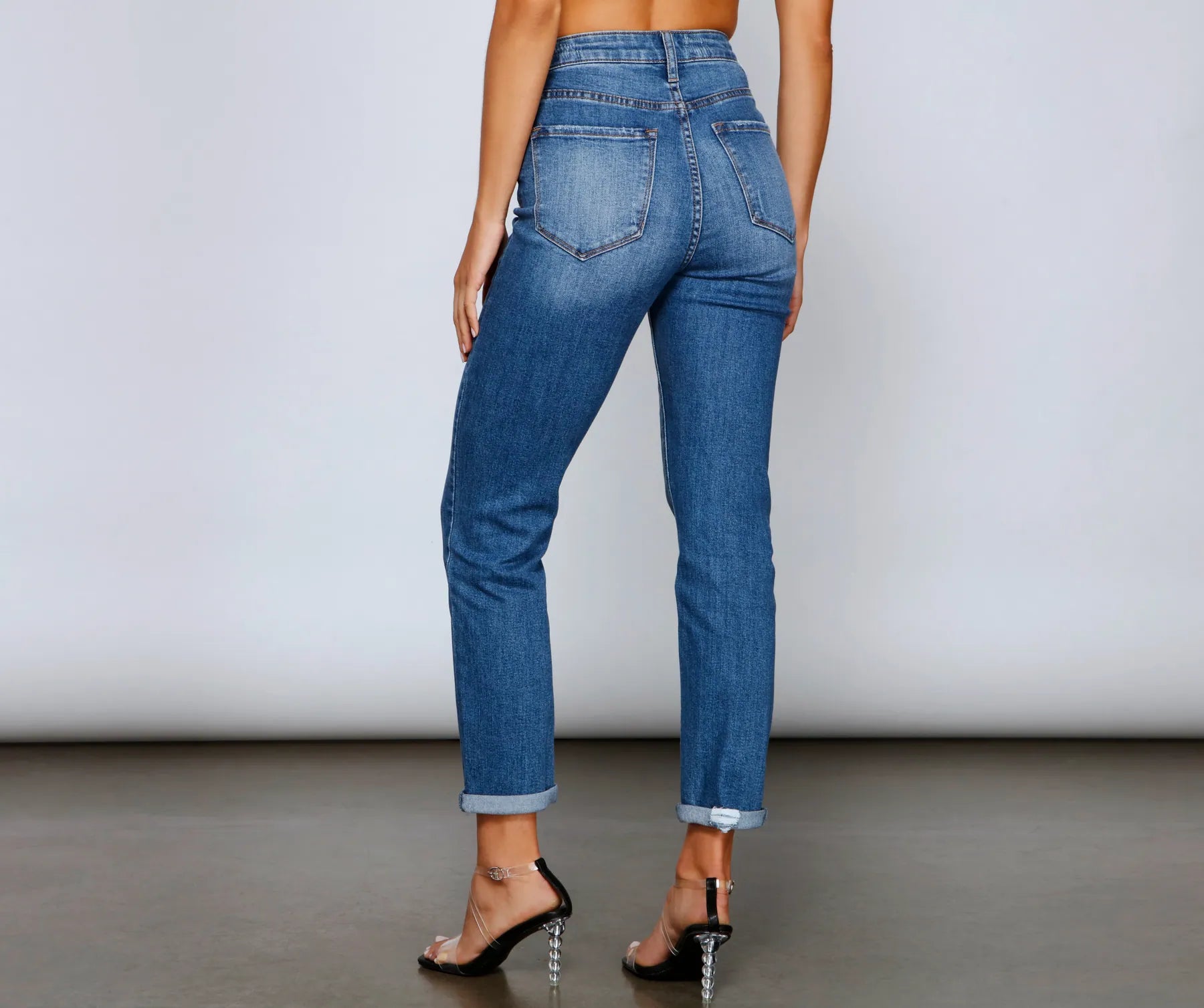 Ella High Rise Distressed Mom Jeans - Image 2