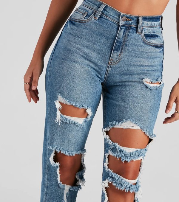 Totally Destructed Cuffed Mom Jeans - Image 3