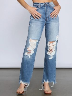 So The Drama High Rise Destructed Boyfriend Jeans