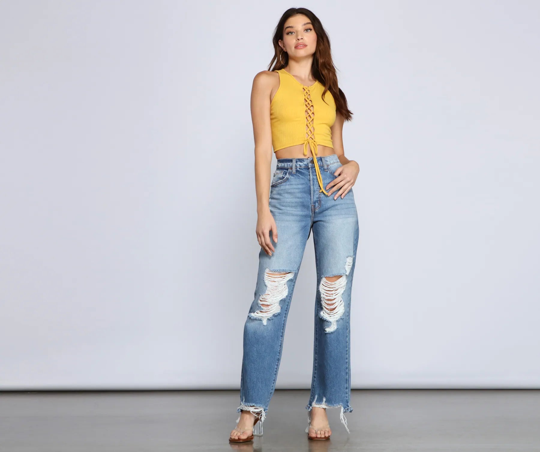 So The Drama High Rise Destructed Boyfriend Jeans - Image 3