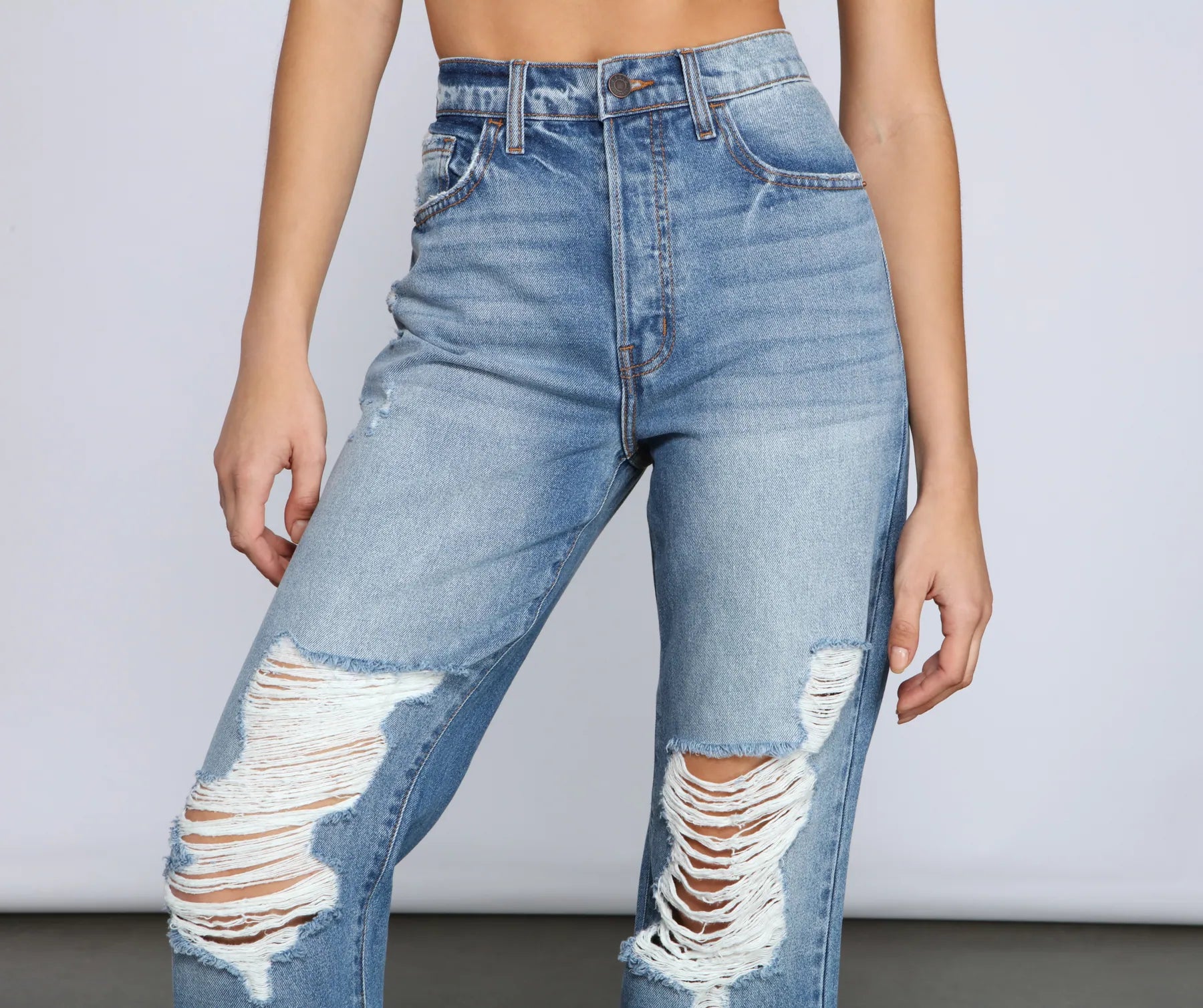 So The Drama High Rise Destructed Boyfriend Jeans - Image 4