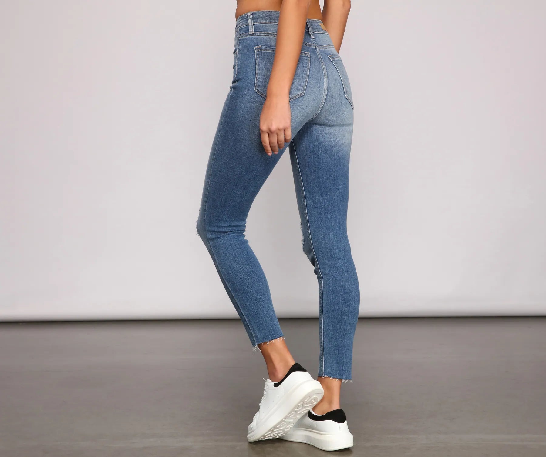 High Rise Button Down Cropped Jeans - Image 2