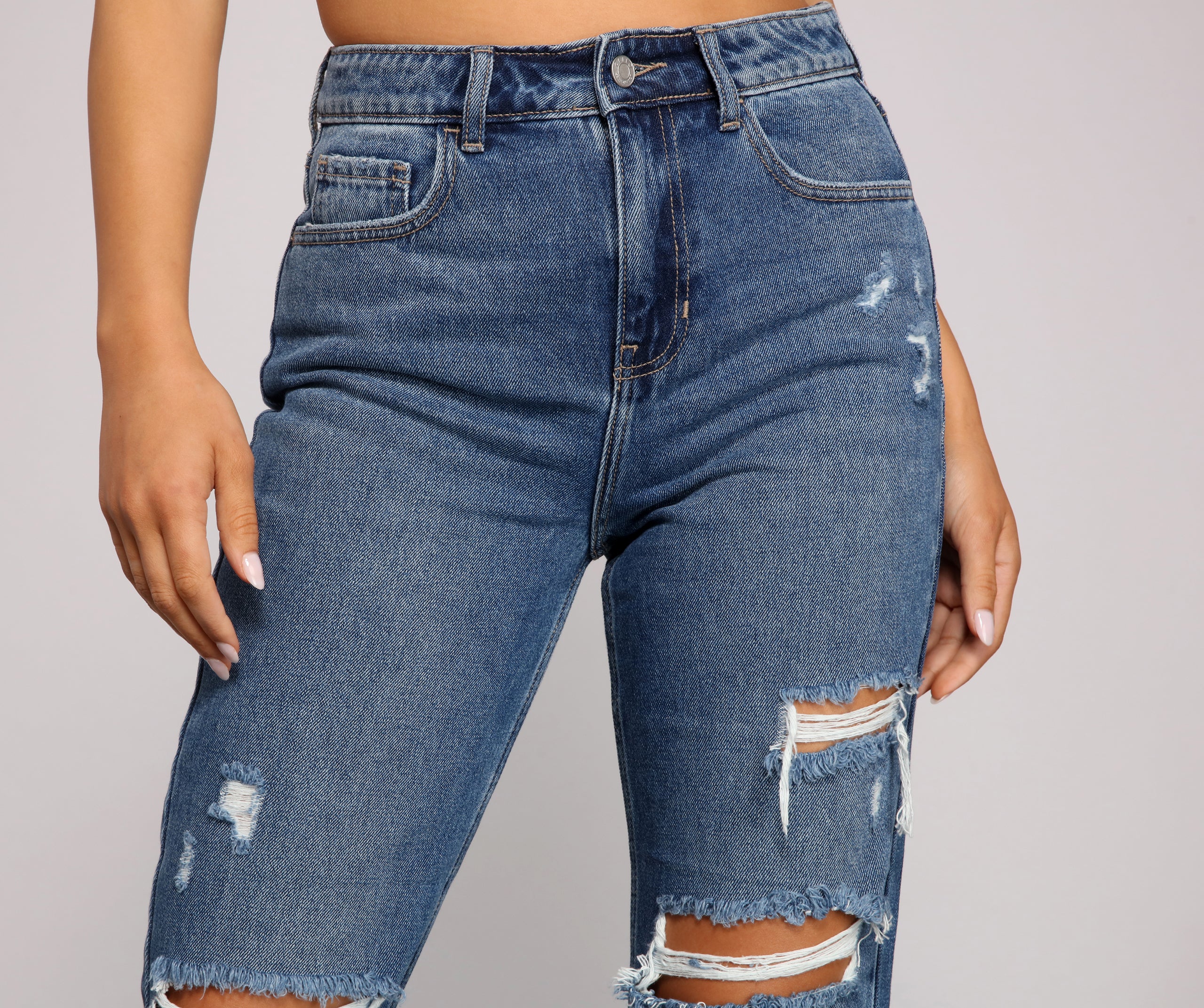 Classic Destructed Straight-Leg Jeans - Image 4