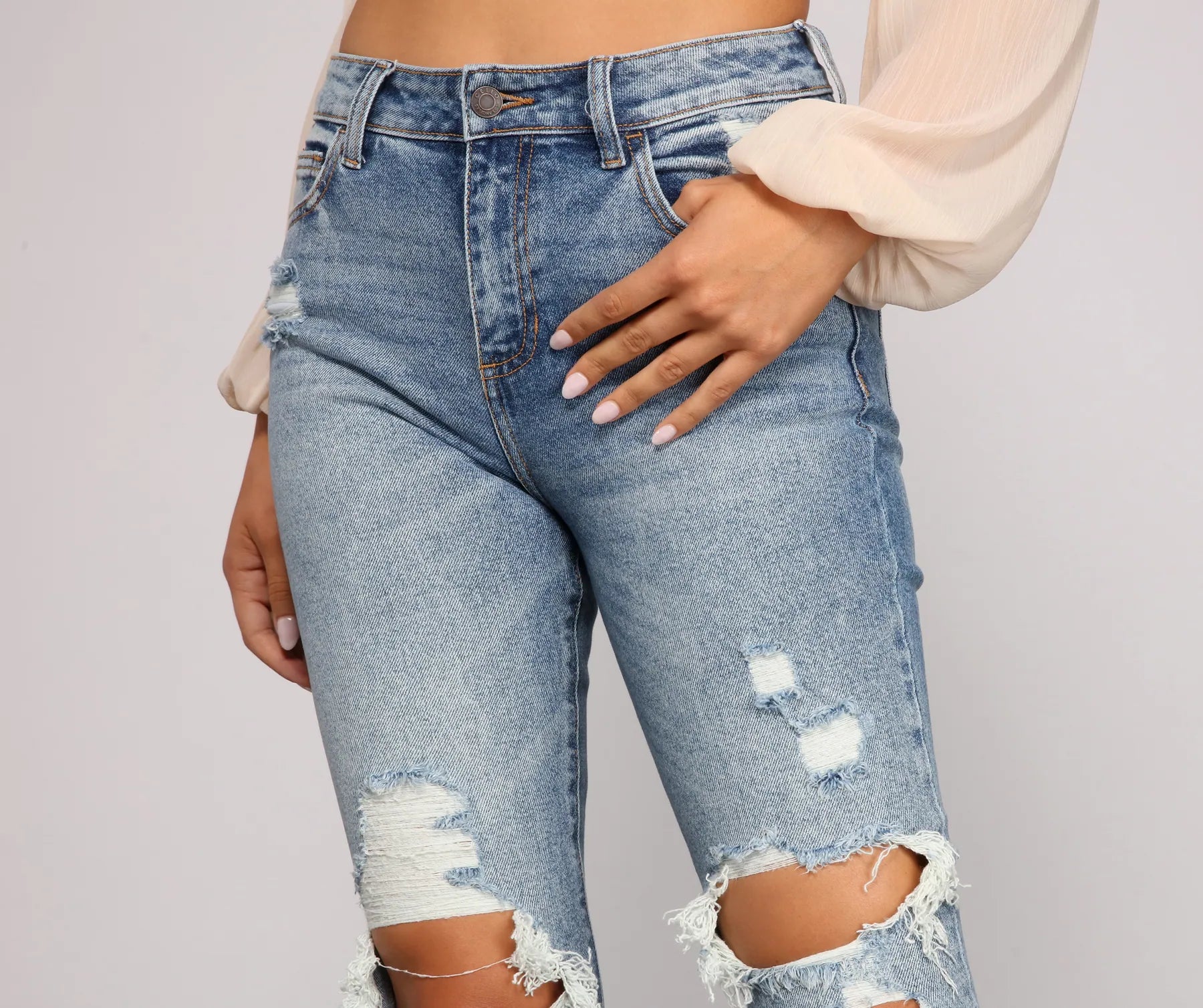 Stylish Staple High Rise Skinny Jeans - Image 3