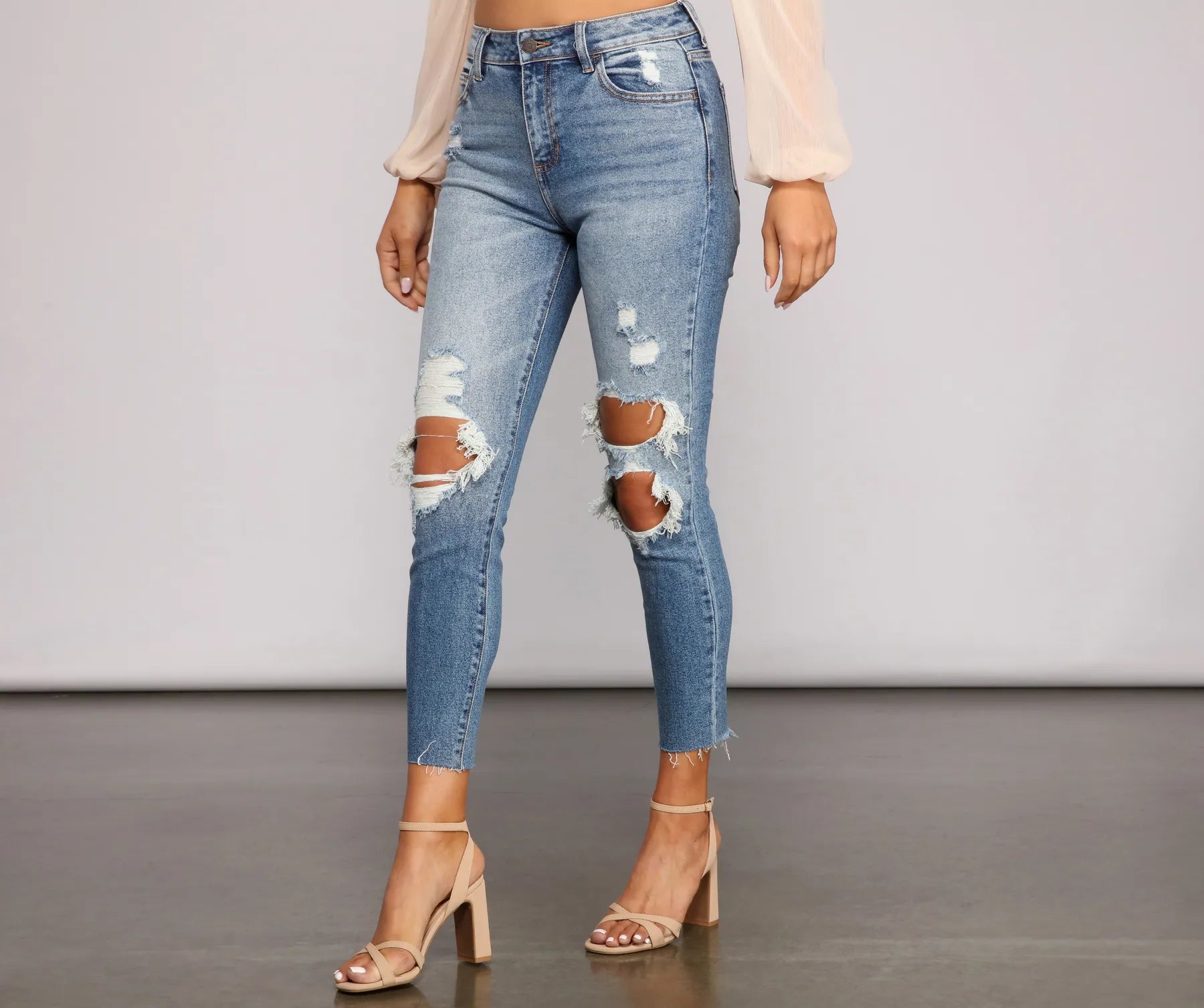 Stylish Staple High Rise Skinny Jeans - Image 5
