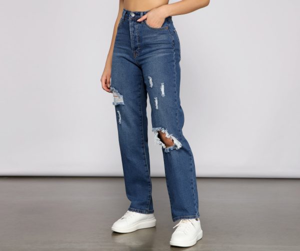 Iconic High Rise Destructed Boyfriend Jeans - Image 5