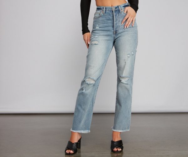 First Impression High Rise Frayed Boyfriend Jeans - Image 3