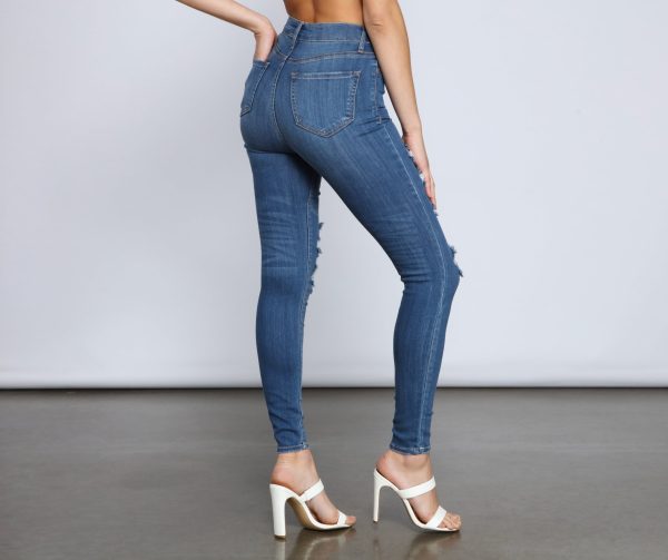 Classic High Rise Super Skinny Destructed Jeans - Image 2