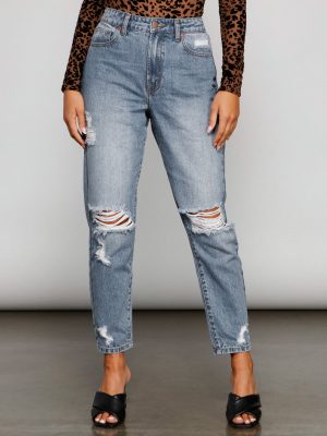 Ella High-Rise Destructed Cropped Jeans