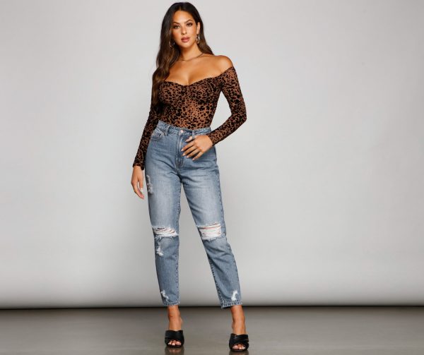 Ella High-Rise Destructed Cropped Jeans - Image 2