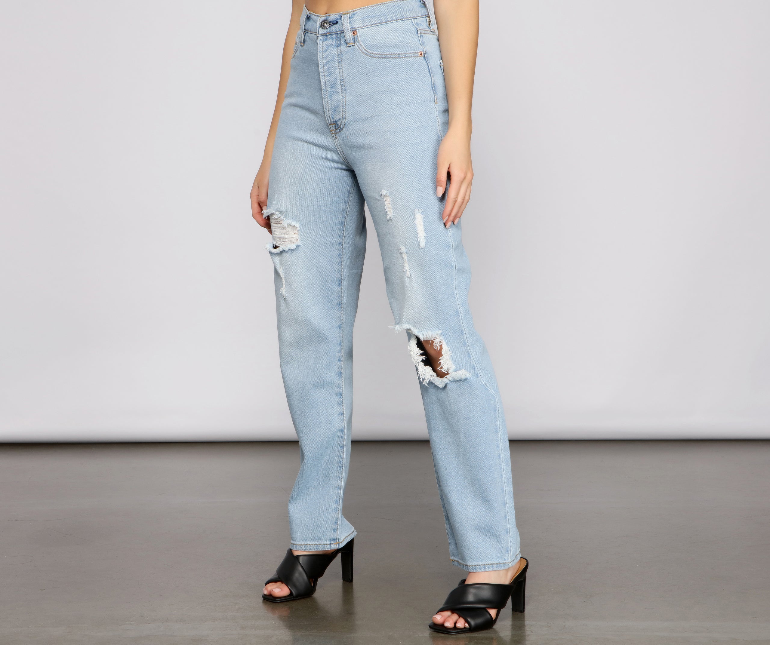 Iconic High Rise Destructed Boyfriend Jeans - Image 9