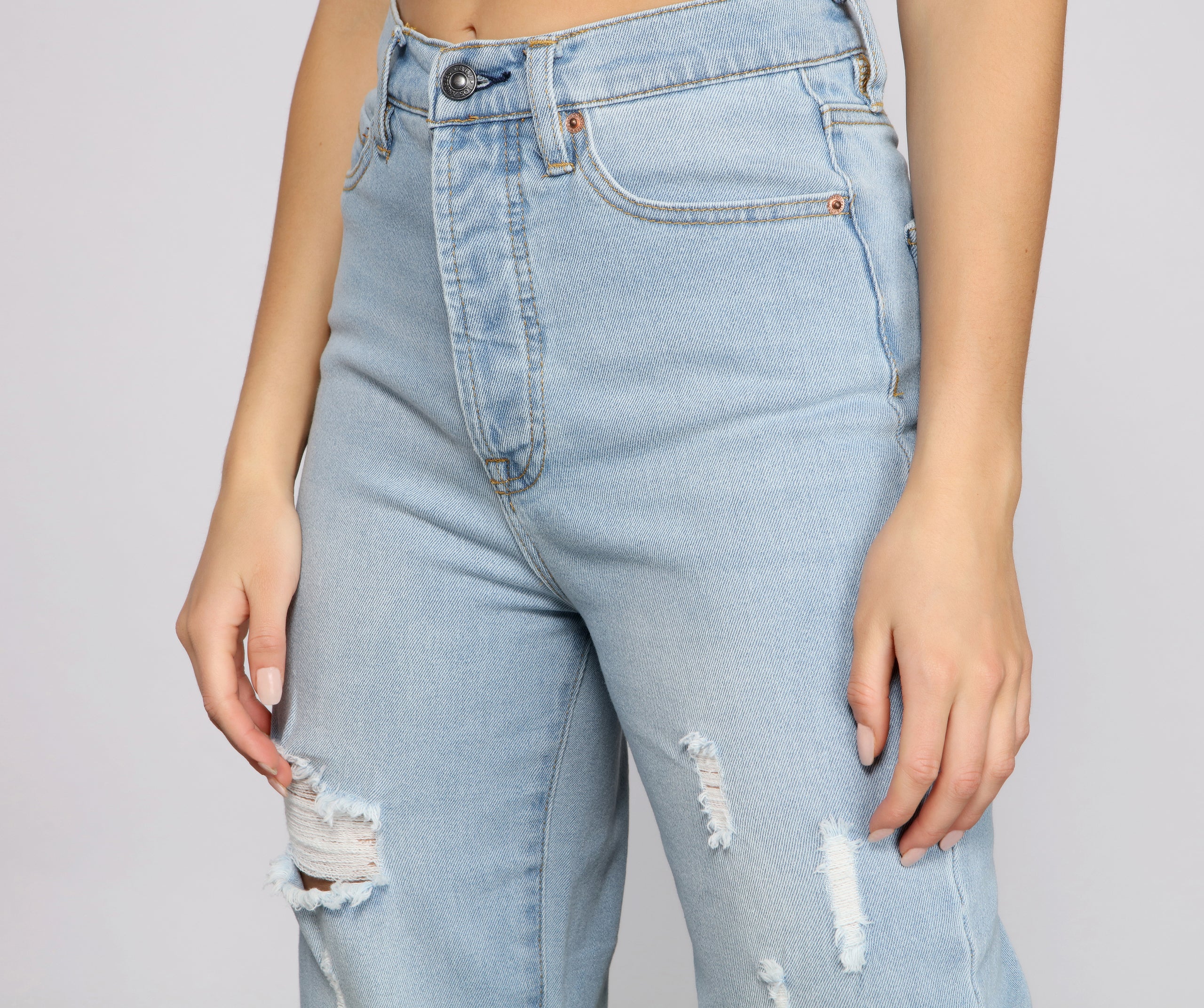 Iconic High Rise Destructed Boyfriend Jeans - Image 11