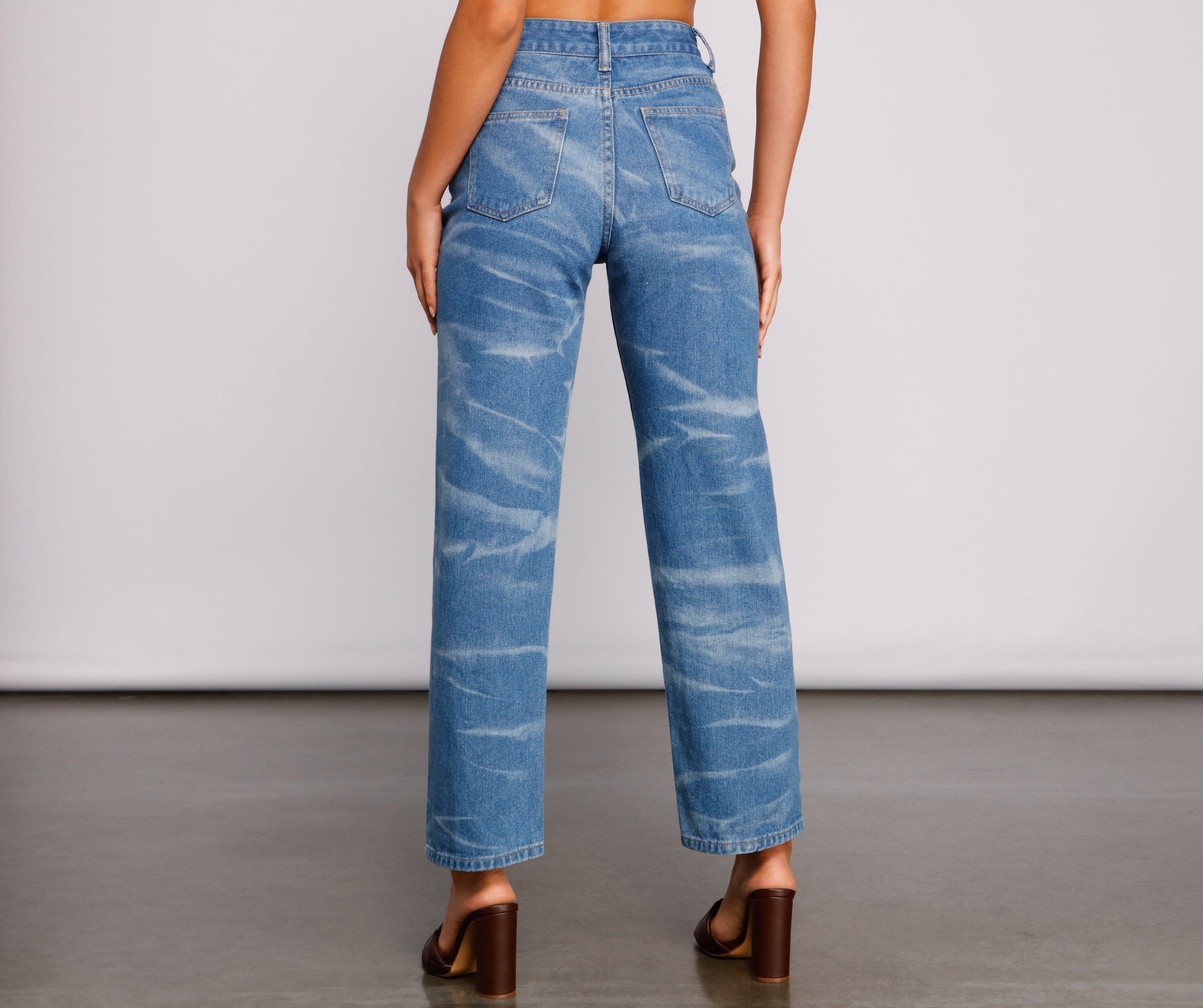 High-Rise Bleached Dye Straight Leg Jeans - Image 2