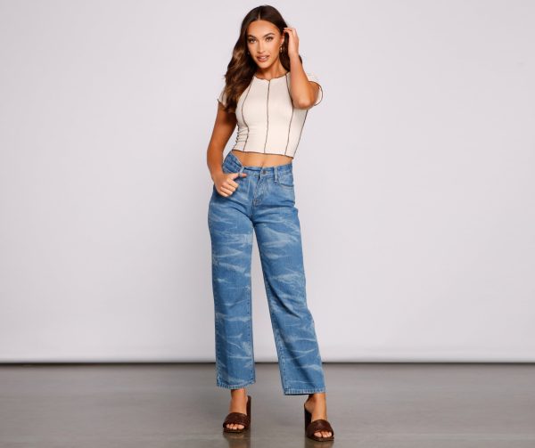 High-Rise Bleached Dye Straight Leg Jeans - Image 3