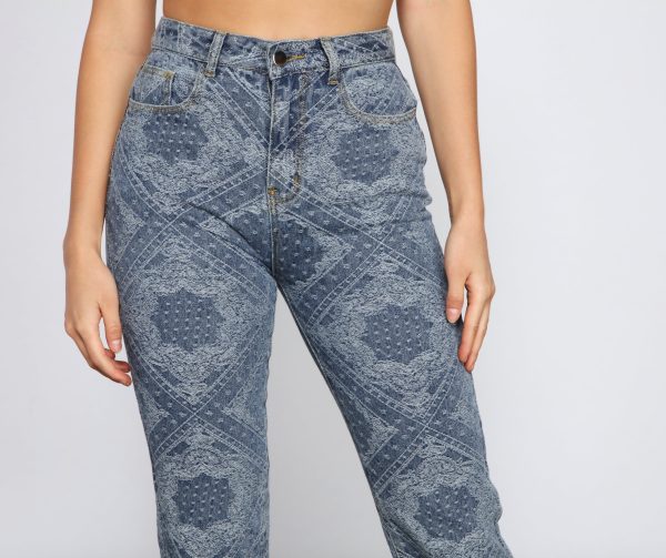 High-Rise Embroidered Straight Leg Jeans - Image 3