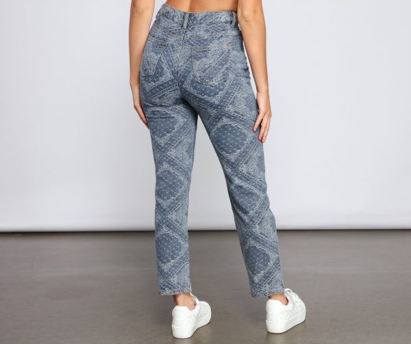 High-Rise Embroidered Straight Leg Jeans - Image 4