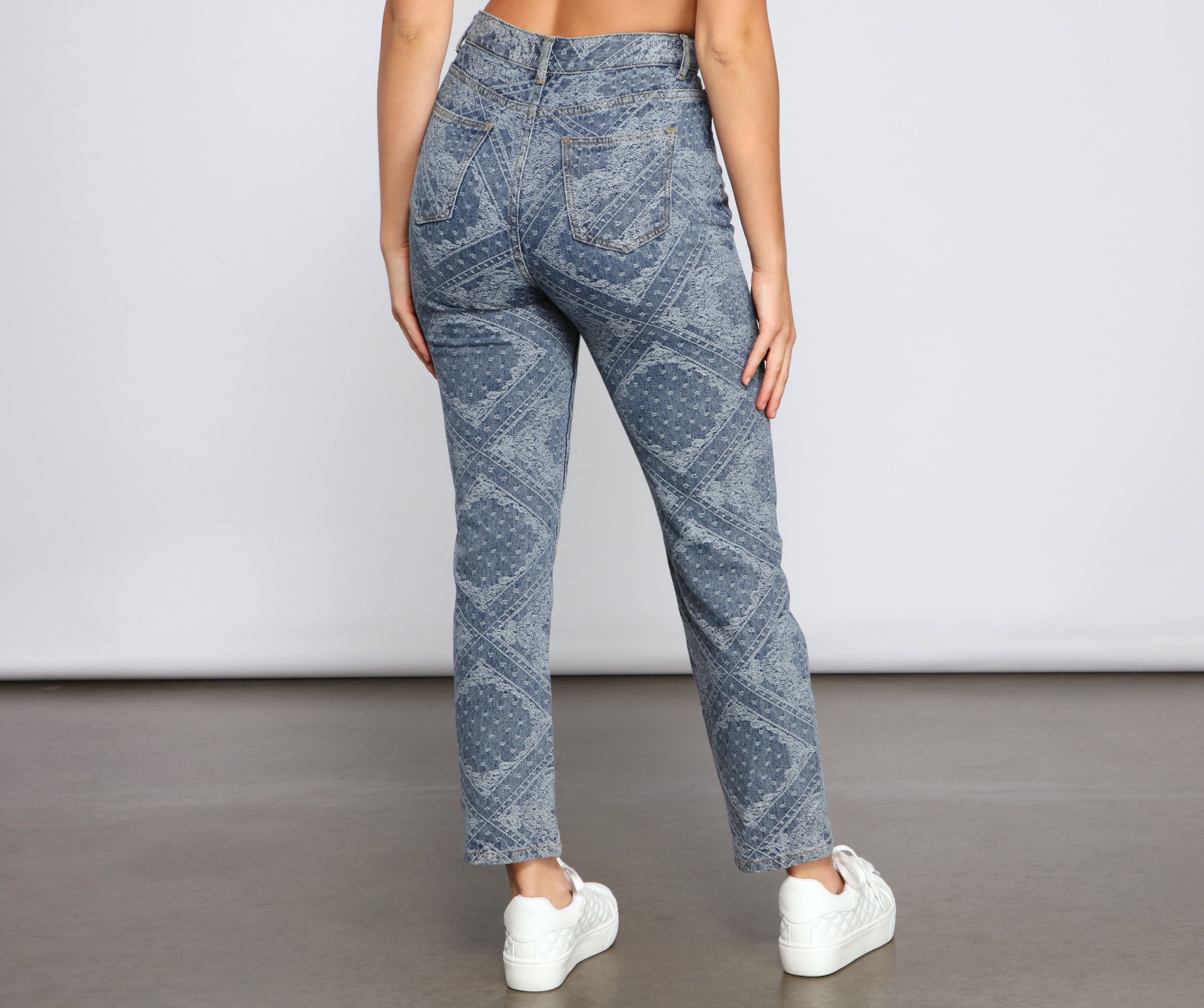 High-Rise Embroidered Straight Leg Jeans - Image 4
